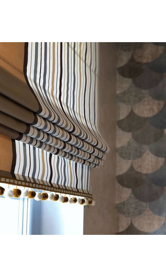 Roman Shades with Pom Poms Trim I Spiffy Spools