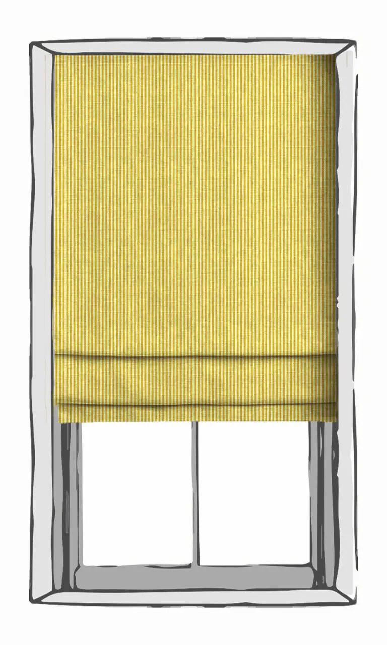 'Light Ochre' Custom Striped Window Roman Shades (Yellow)
