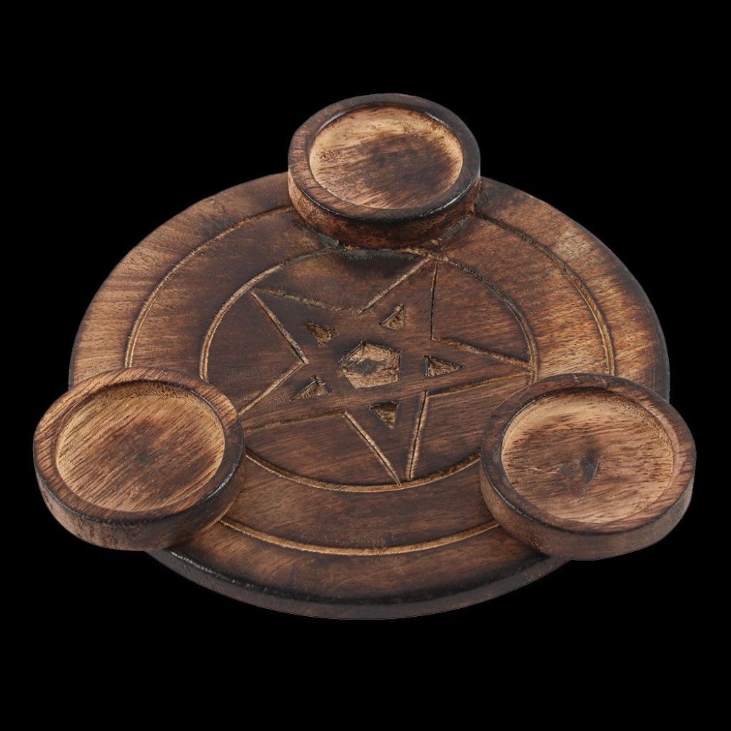 Wooden Pentagram Tea Light CandleHolder SpiritShack