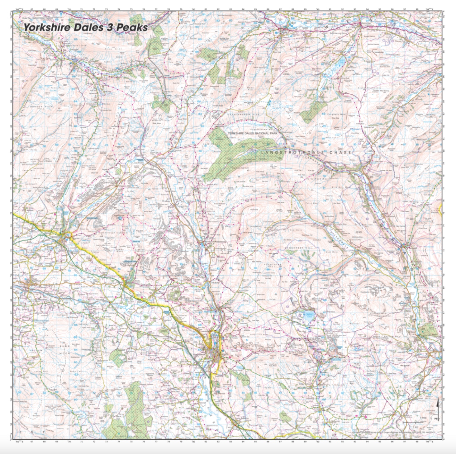 Yorkshire dales Three Peaks Map from SplashMaps
