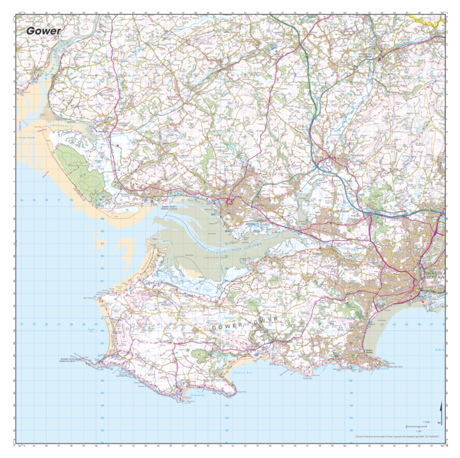Gower Peninsula Map SplashMaps Fabric OS Maps