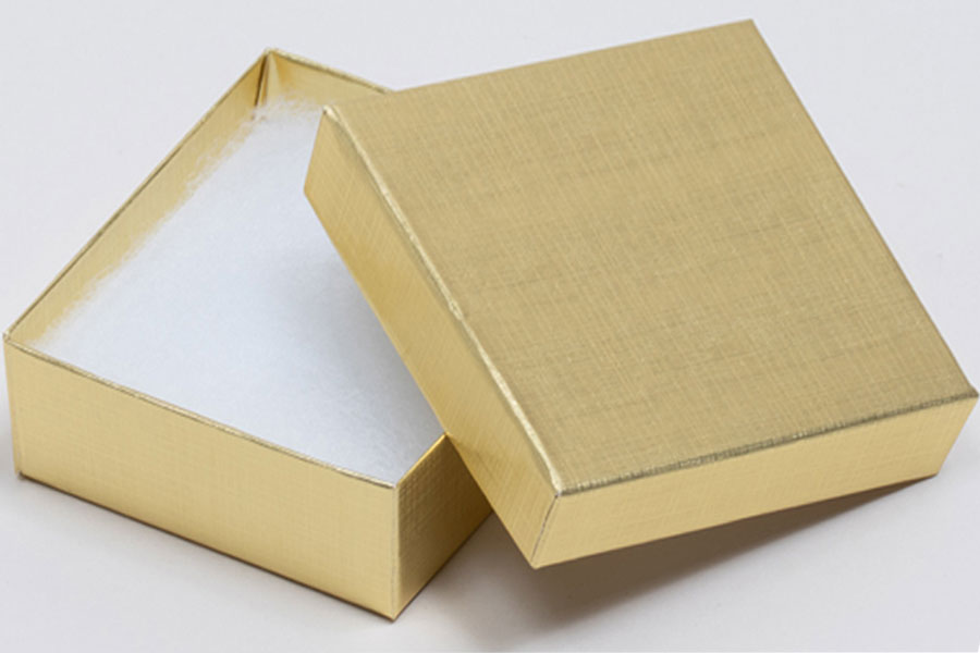 Cotton Filled Jewelry Boxes Textured Metallic Foils