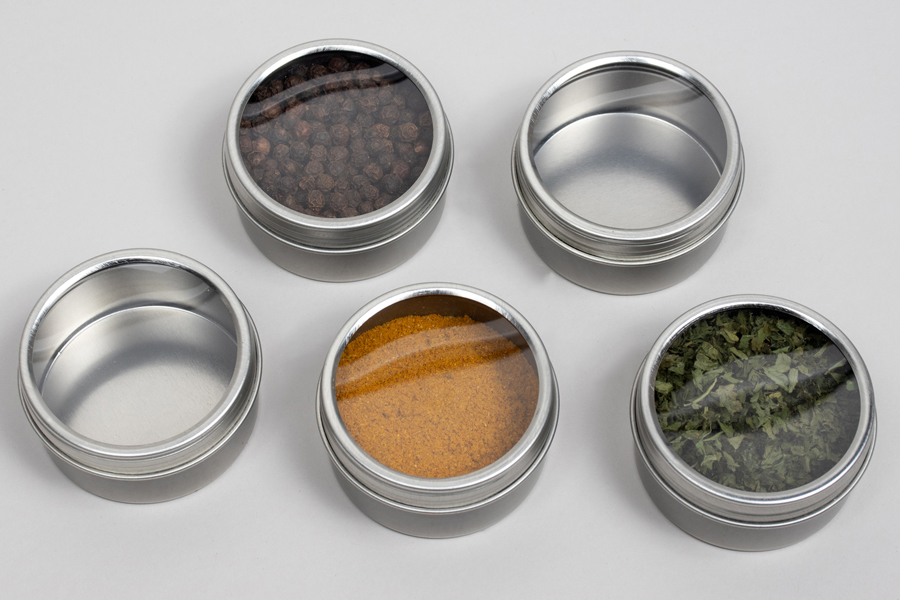 Large 21/2” x 11/2” 2.75oz Clear Lid Round Metal Tins Food Grade