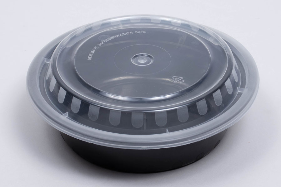 6 x 11/2 16 OZ Round Plastic Food Takeout Containers Black Base