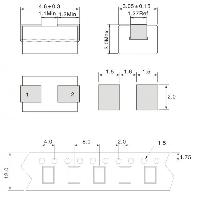 Surface Mount Ferrite Bead Inductor DC Resistance 0.6m Ohm Max Rated