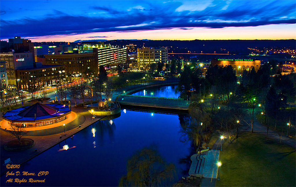 A view west from the top of the Clocktower in Spokane's Riverfront Park