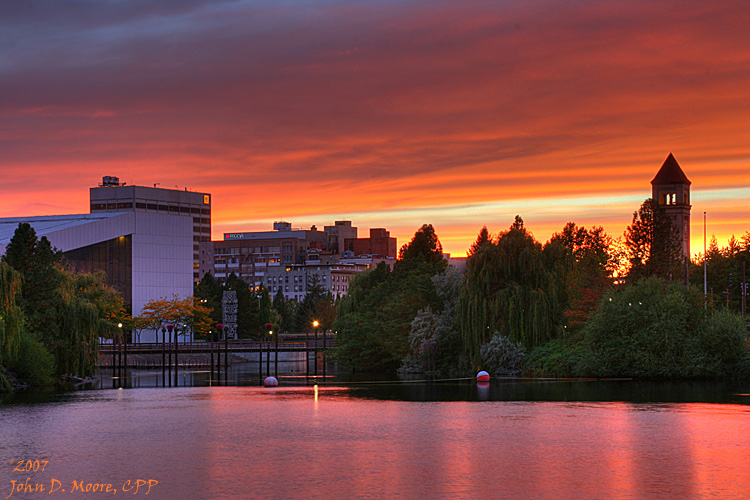 A late September sunset," over Riverfront Park. Night photos, Spokane, Washington