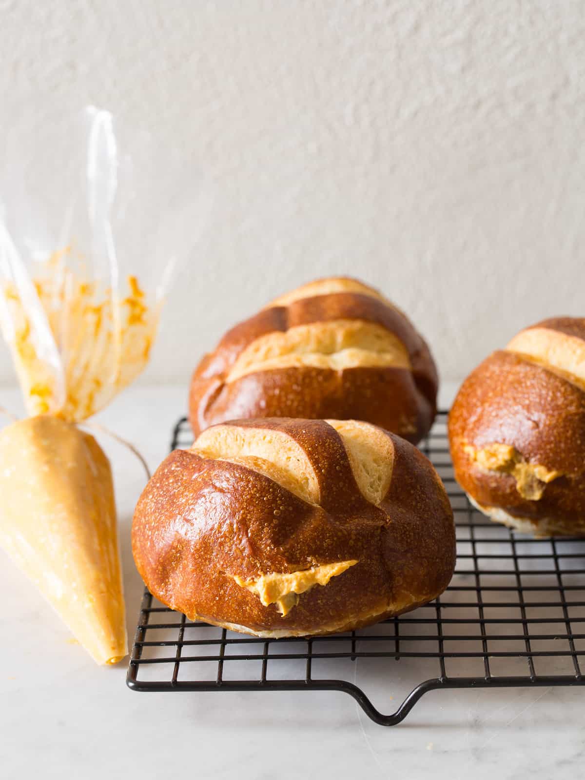 Pumpkin Stuffed Pretzel French Toast Spoon Fork Bacon