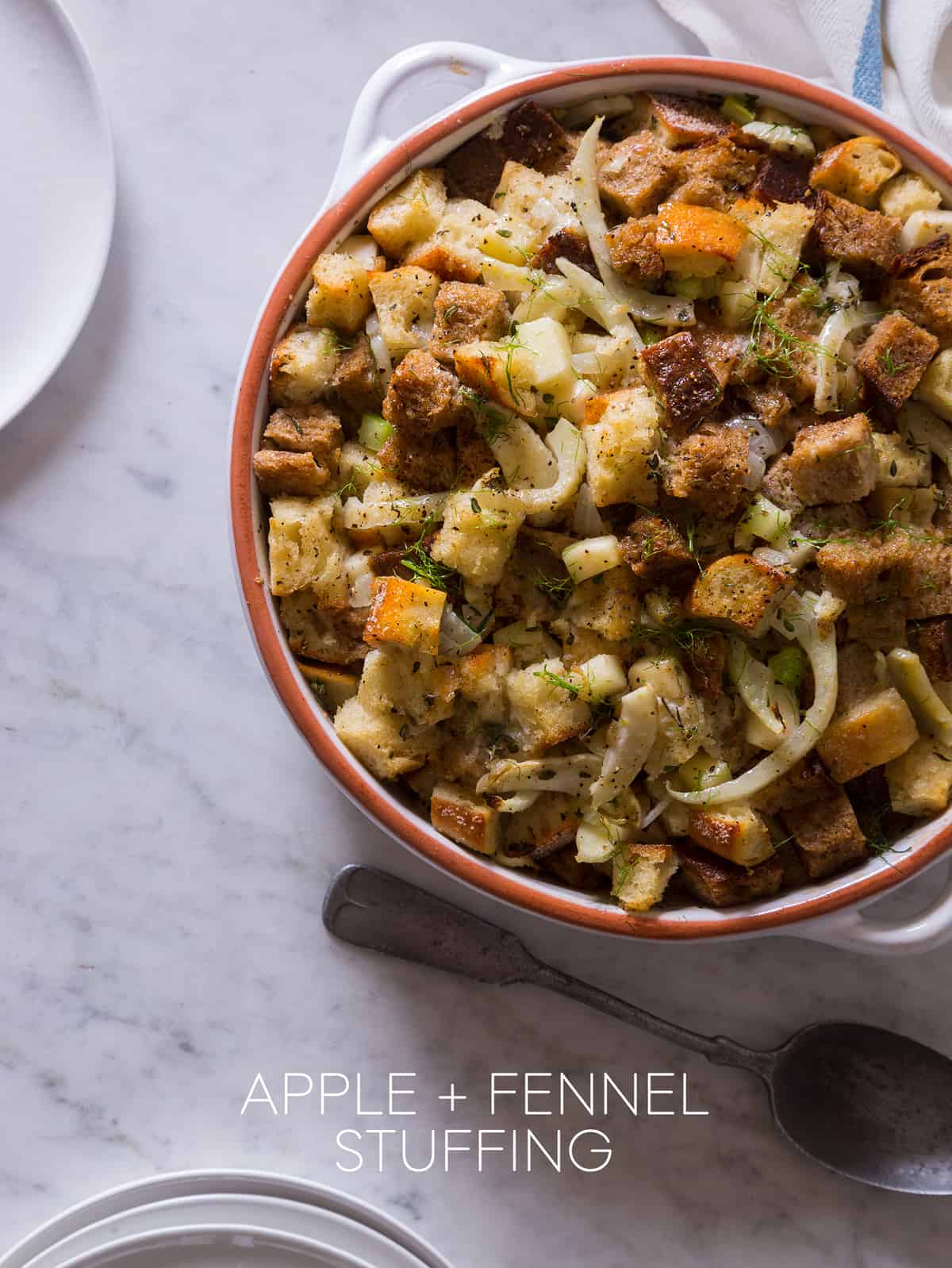 Apple and Fennel Stuffing Spoon Fork Bacon