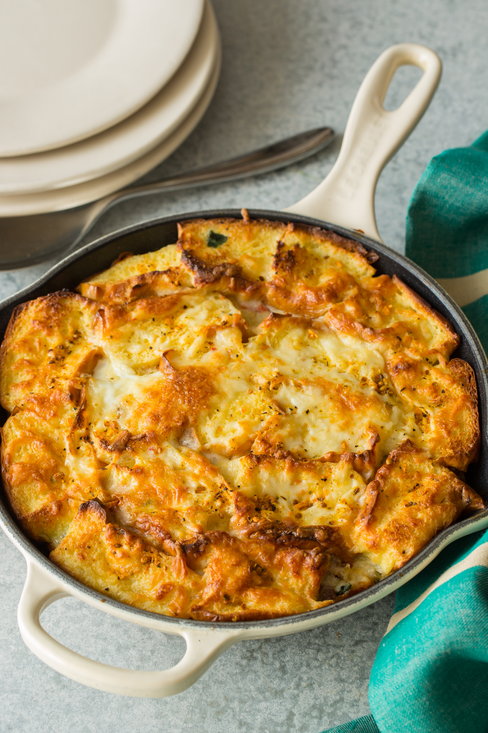 Savory Sausage Strata Spoon Fork Bacon