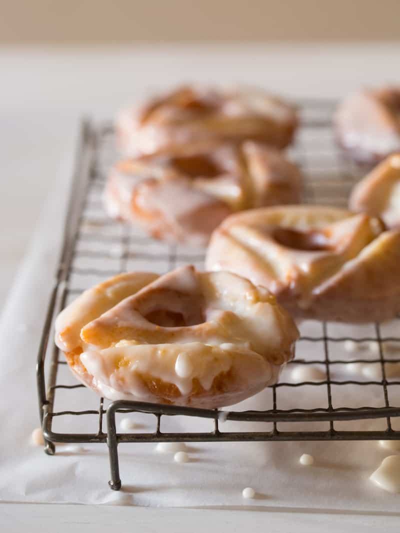 Glazed Old Fashioned Doughnuts Spoon Fork Bacon