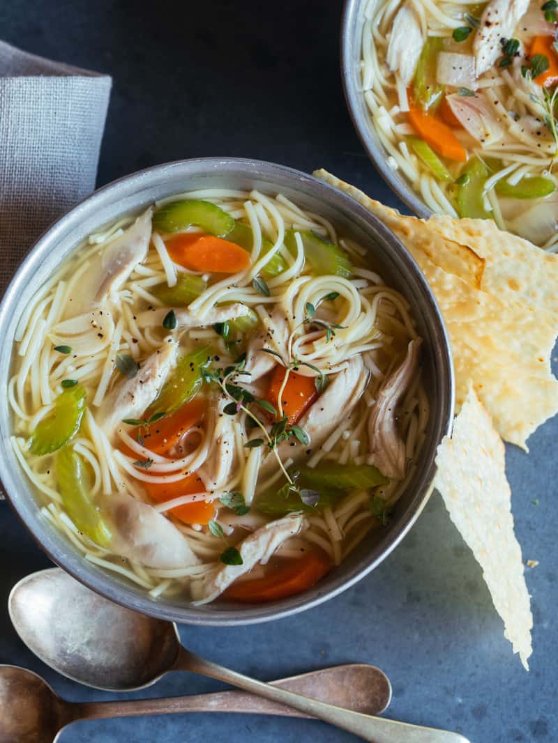Chicken Noodle Soup Spoon Fork Bacon