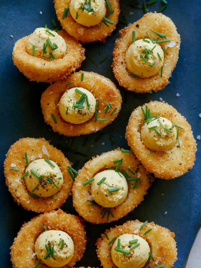 Fried Deviled Eggs Spoon Fork Bacon