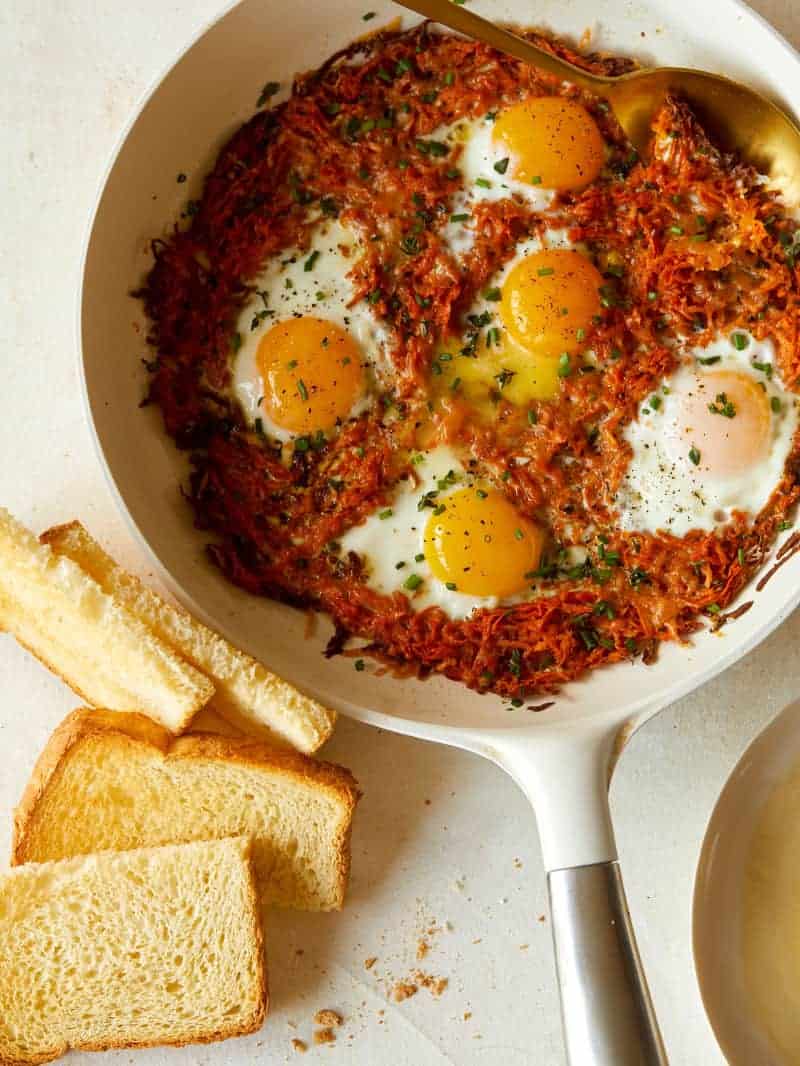 Cheesy Skillet Sweet Potato Hash Browns and Eggs