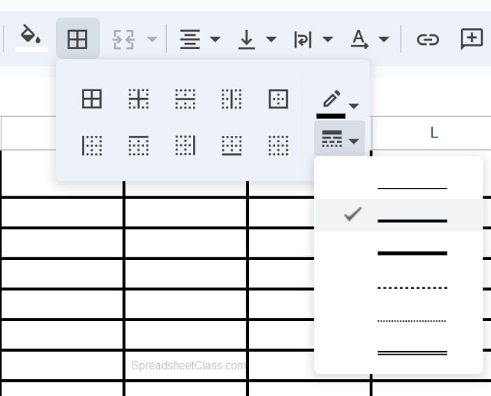 How to make gridlines darker in Google Sheets Spreadsheet Class