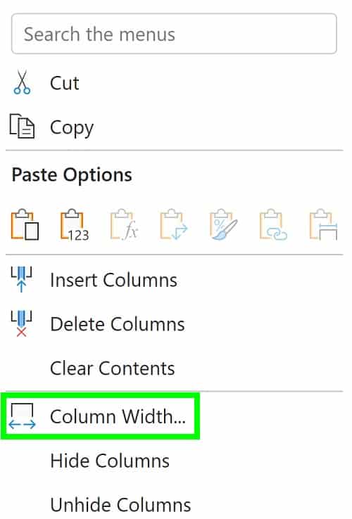 Distribute columns evenly (make columns the same width) in Excel