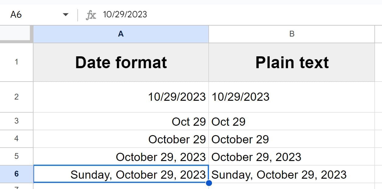 Converting dates to text by formatting the cells as plain text in