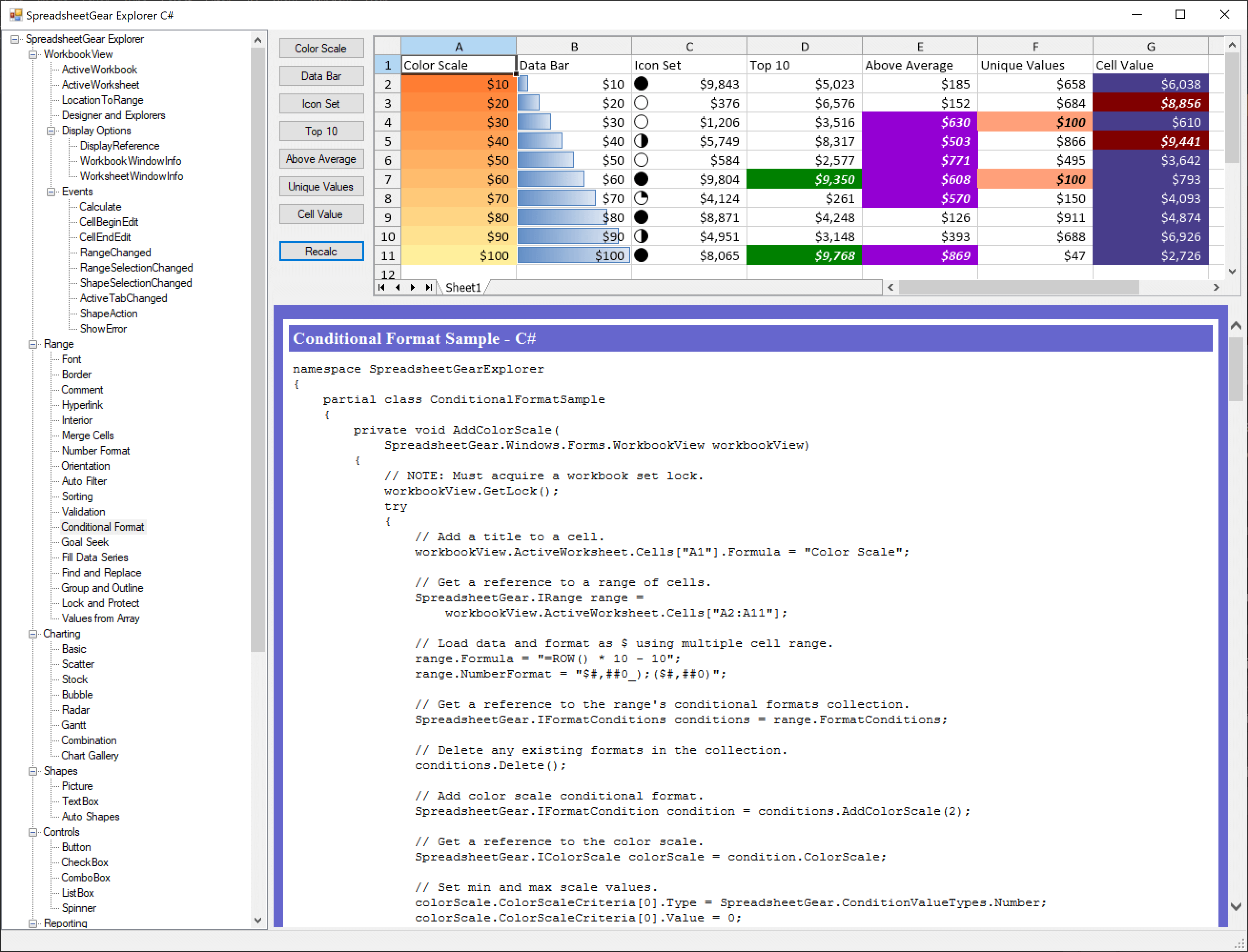 Windows Desktop Controls SpreadsheetGear