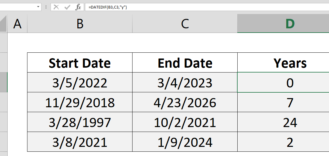 Calculating Years Between Two Dates Using The Year Function Excel CLOUD HOT GIRL