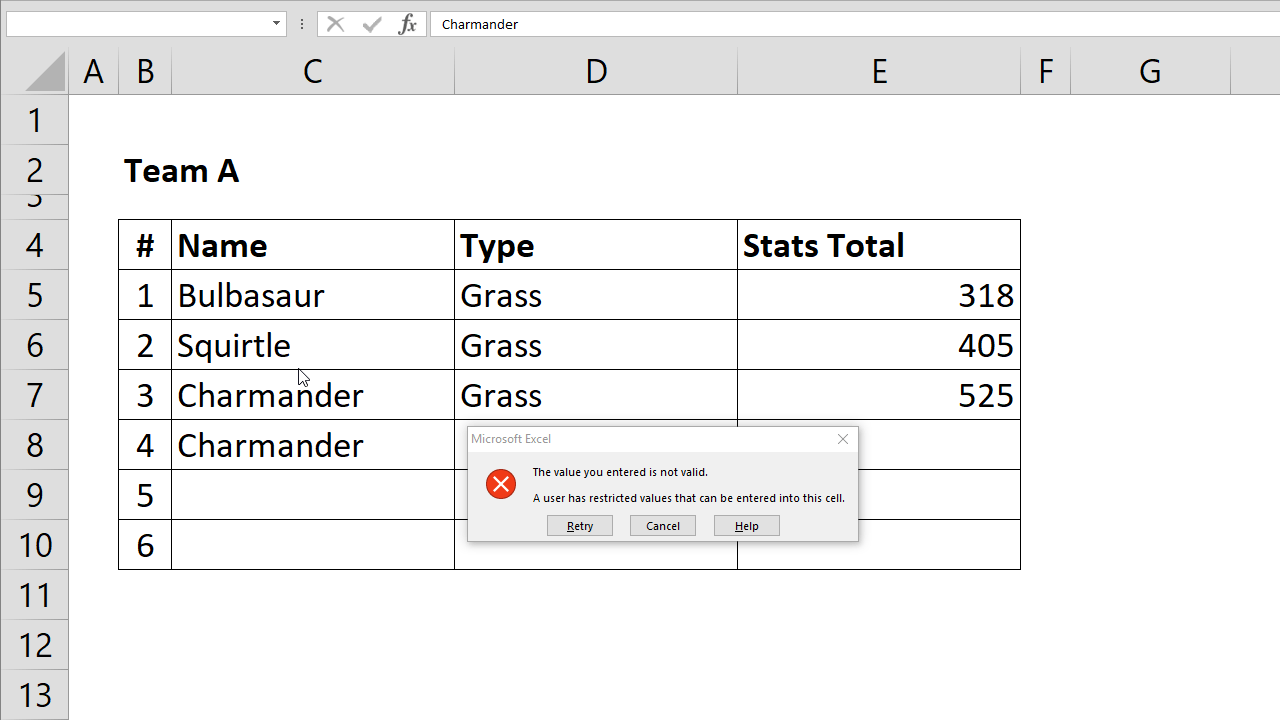How to create Excel data validation for unique values