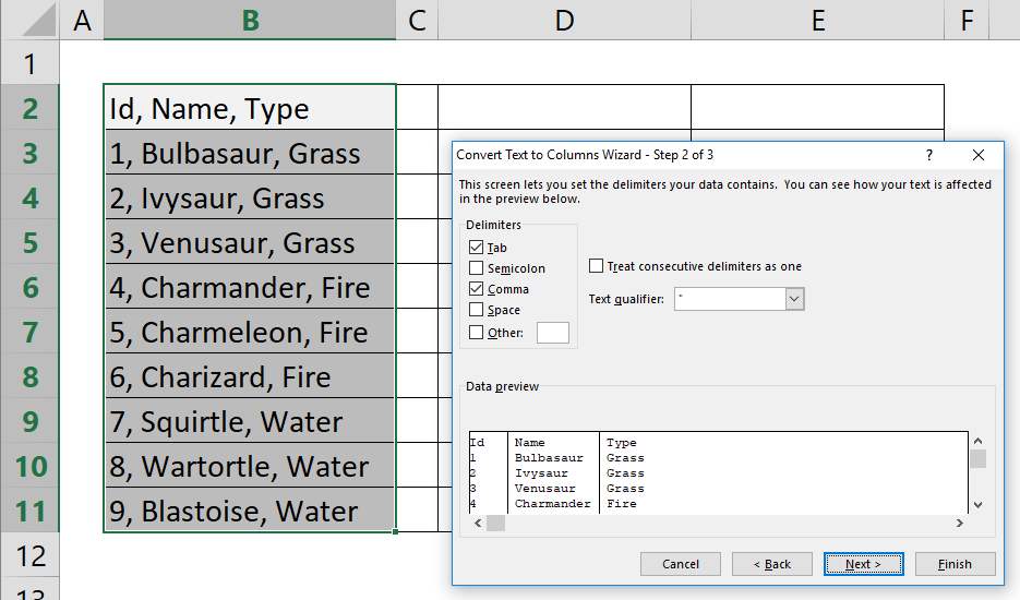 How to split cells in Excel using the Text to Columns Feature