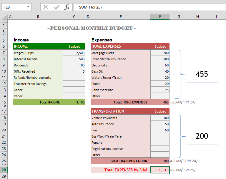 How to calculate subtotal in Excel