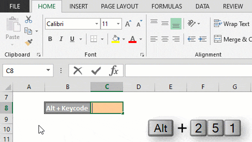 How to insert a square root symbol in Excel (√)