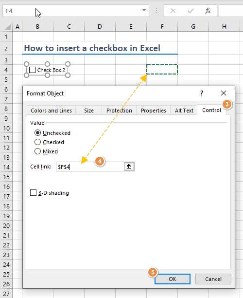 How to insert a checkbox in Excel