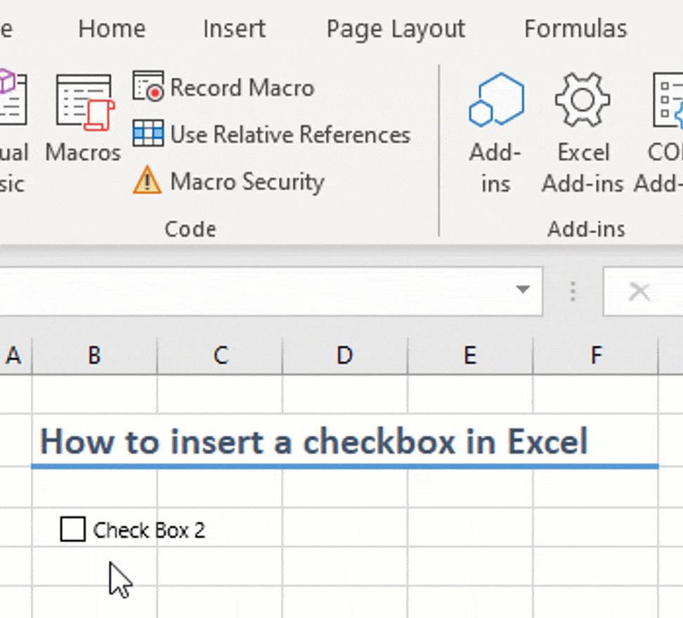 Excel Checkbox Table