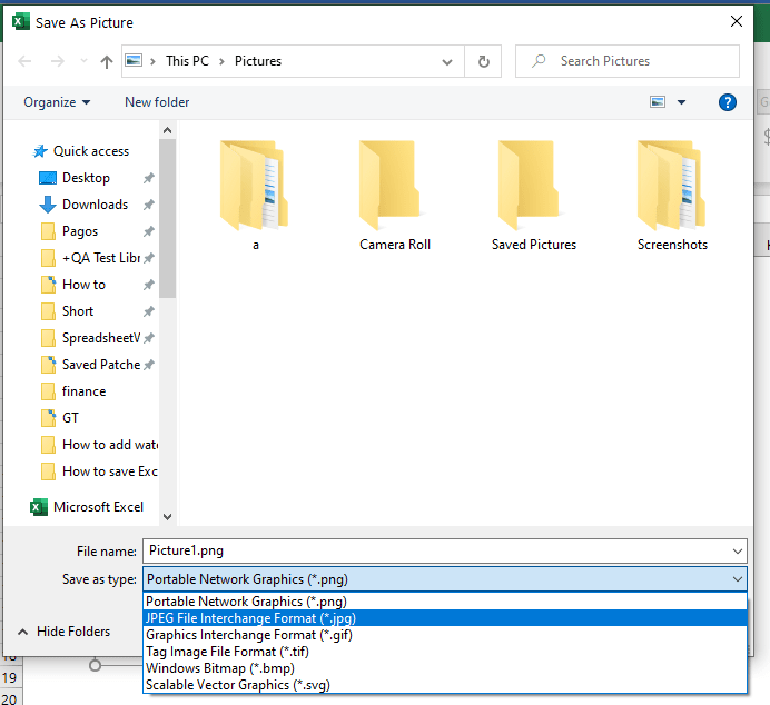 How to save Excel charts as image