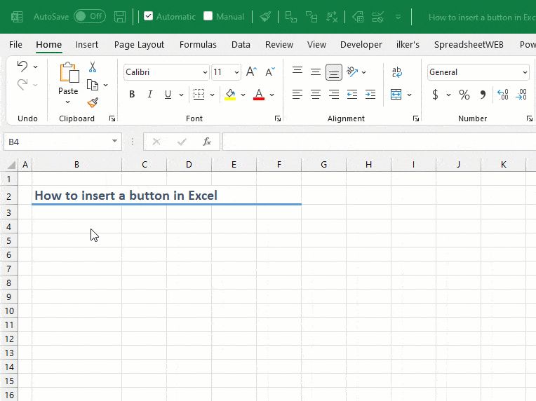 How to insert a button in Excel