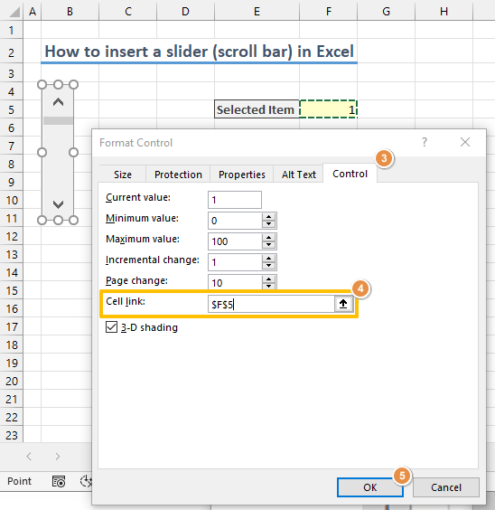 How to insert a Slider in Excel
