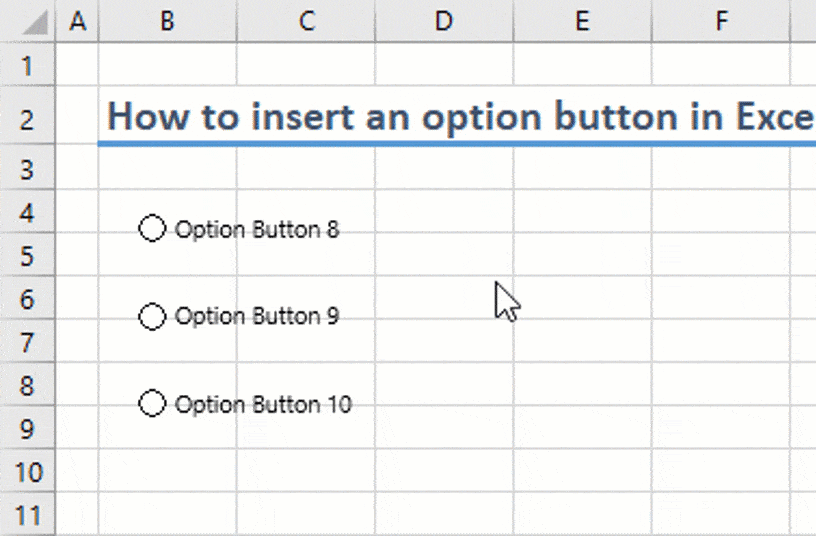 Options button in excel