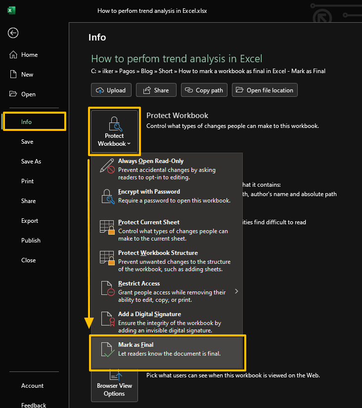 How to Mark a Workbook as Final in Excel Mark as Final