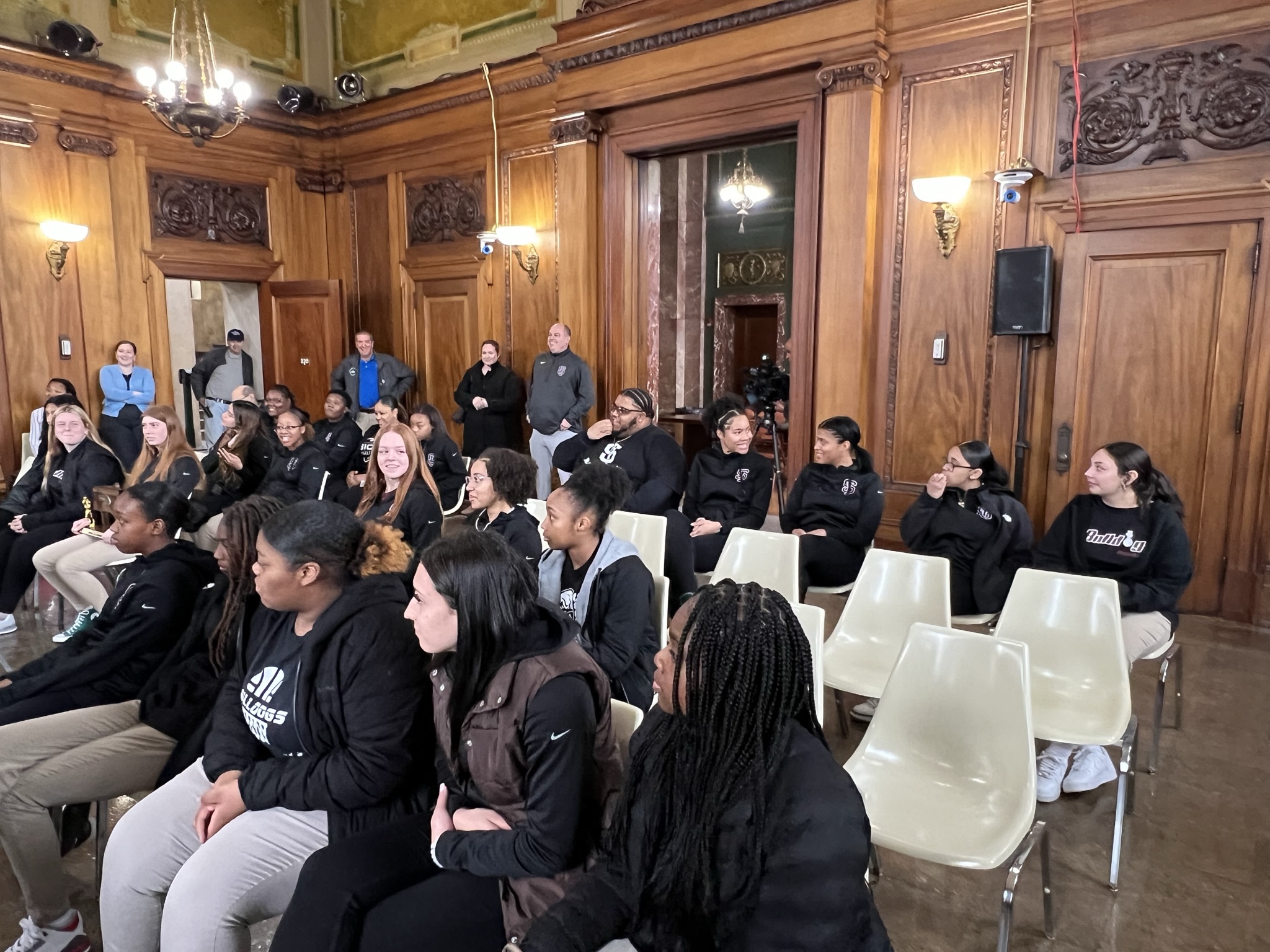 Mayor Sarno Recognizes Springfield International Charter School Girls