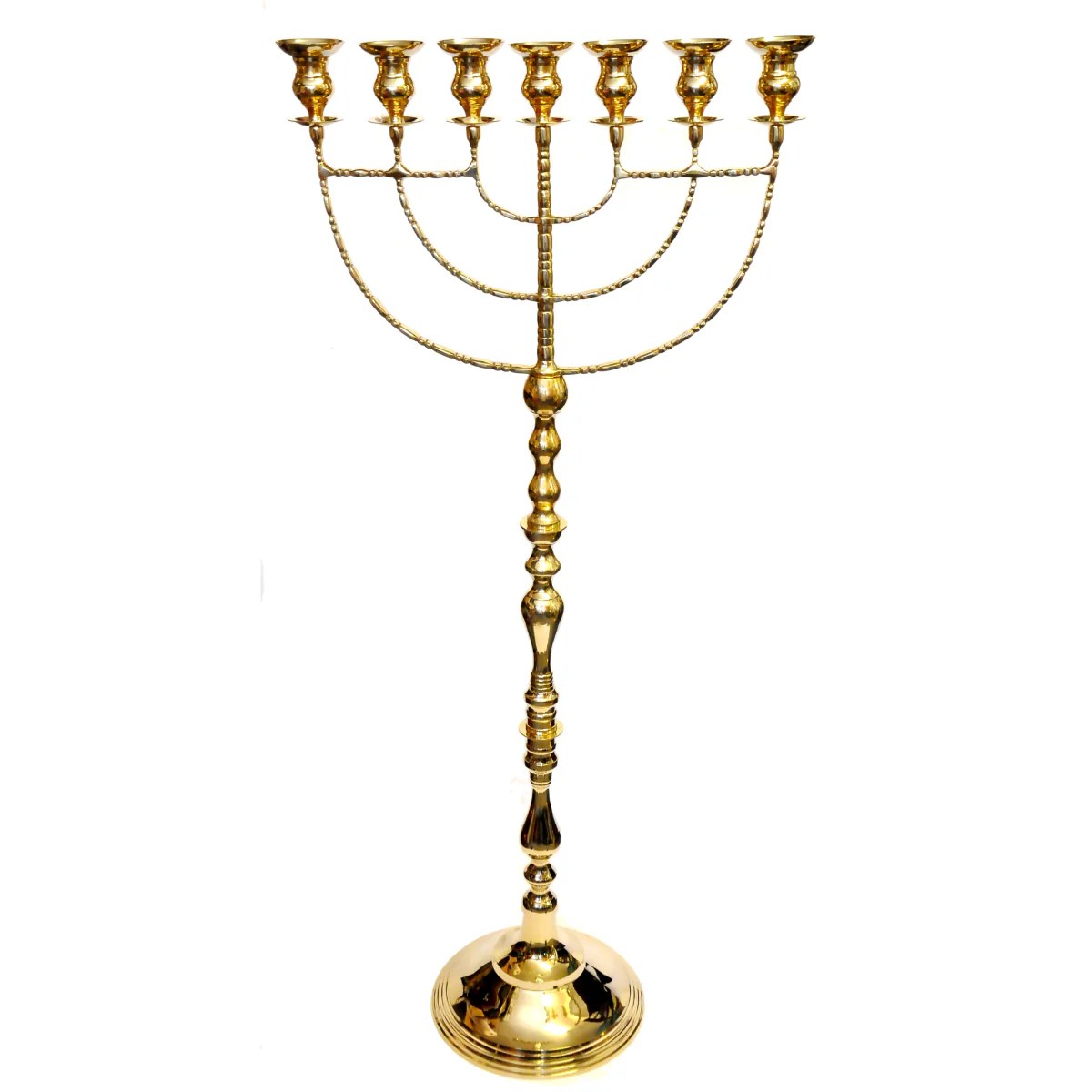 Huge Oil Menorah In Gold Plated "The Temple" candle holder 51.2″ / 130