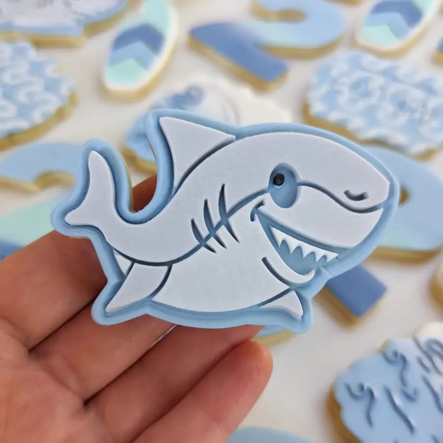 Smiling Shark Fill Cookie Stamp & Cutter set Cookie Cutters, Cookie