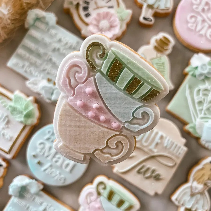 Teacup Tower Alice in Wonderland Cookie Stamp & Cutter Cookie