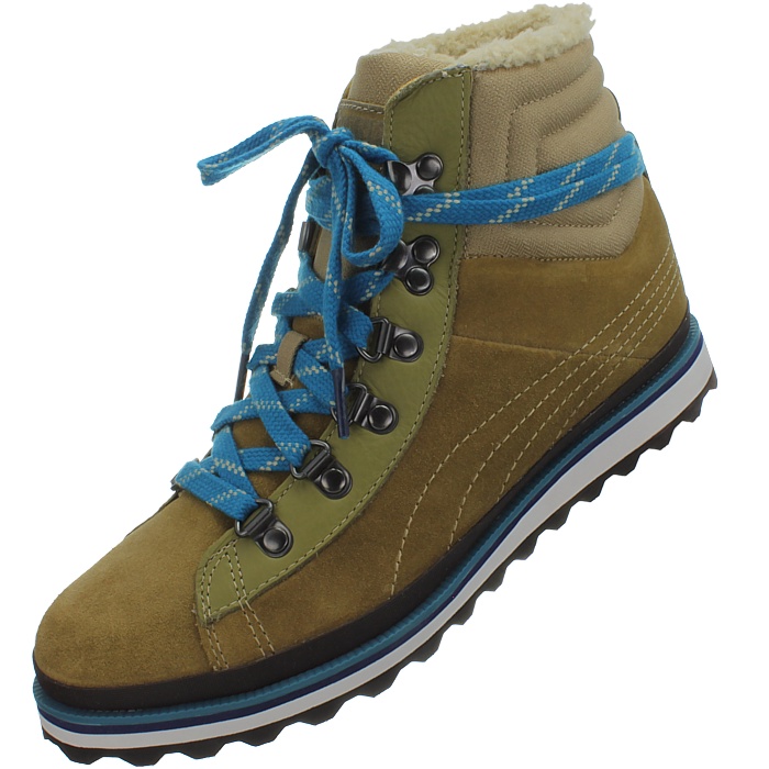 Puma City Snow Boots Black Brown Ladies Fur Suede Winter Boots Shoes