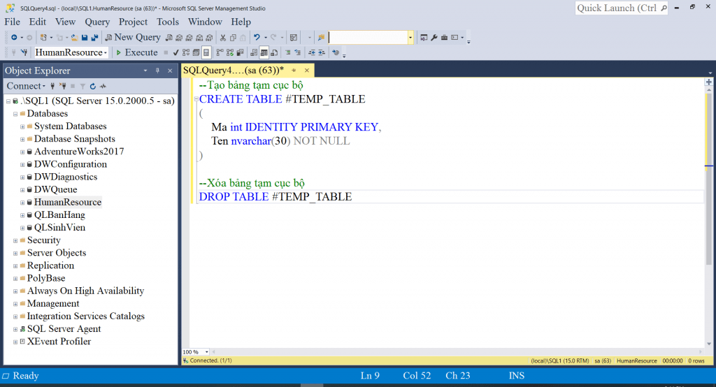 TEMPORARY TABLE SQL & Database