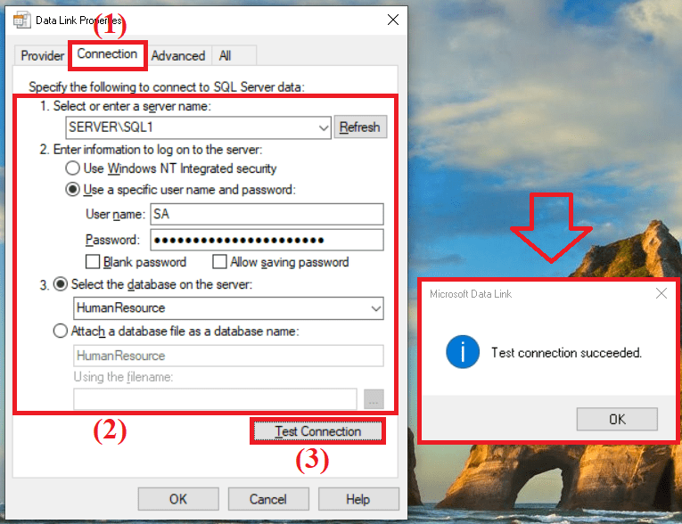 Kiểm tra kết nối từ máy trạm vào máy chủ CSDL