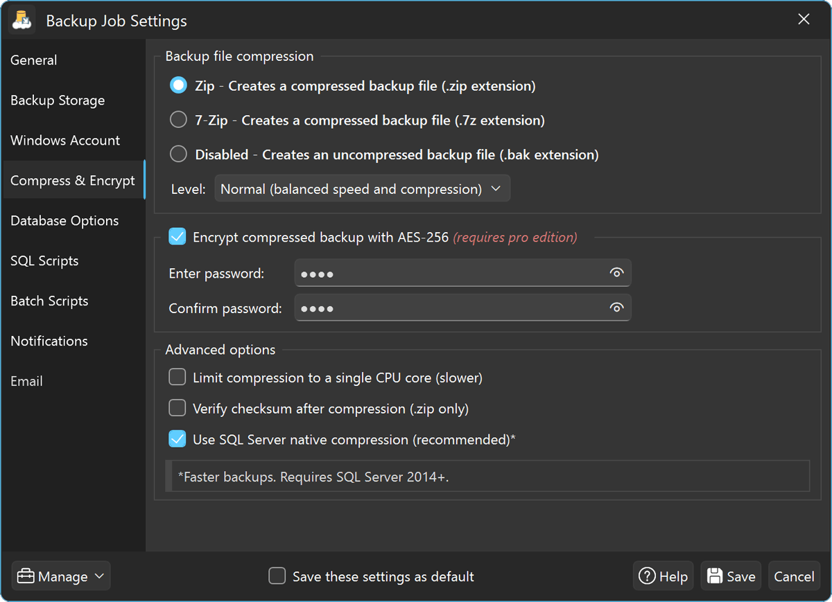 SQL Backup Master Backup Compression and Encryption