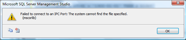 SQL SERVER FIX Error Failed to connect to an IPC Port The System