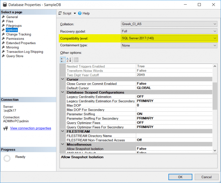 About SQL Server Compatibility Levels