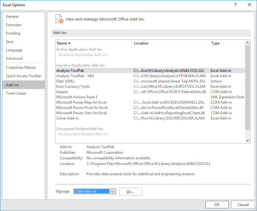 How to Enable PowerPivot in Excel 2016 or Later