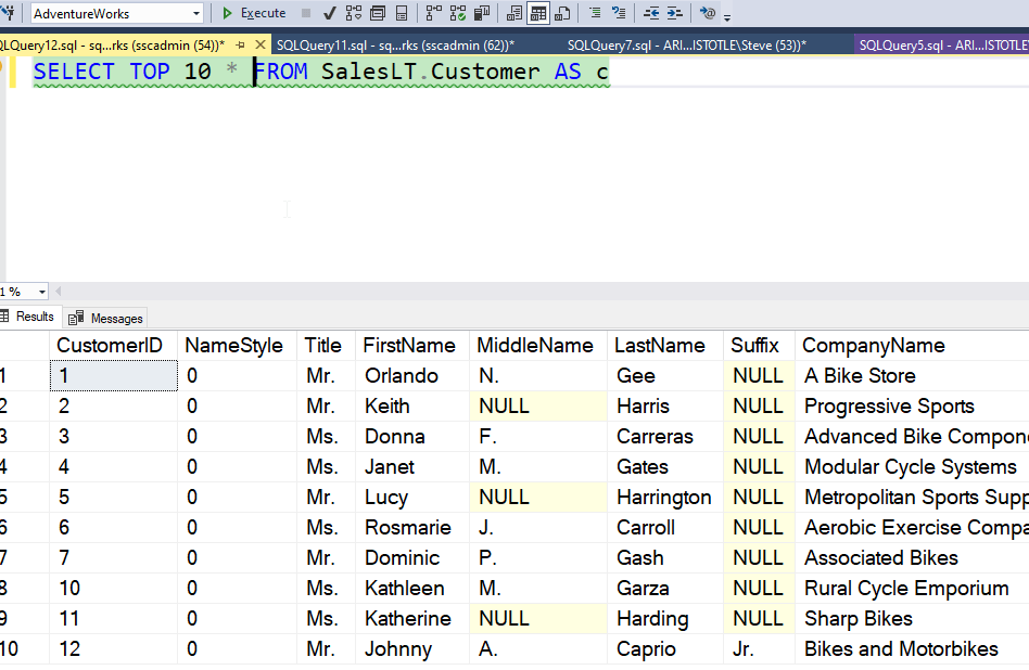 Adventureworks database practice problems likosps