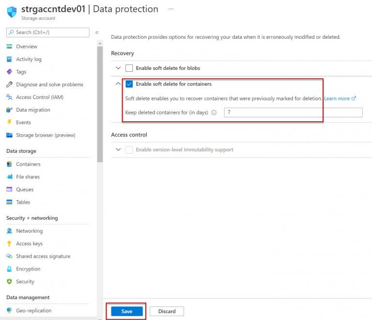 Prevent Accidental Data Deletion in Azure Storage Container with Soft