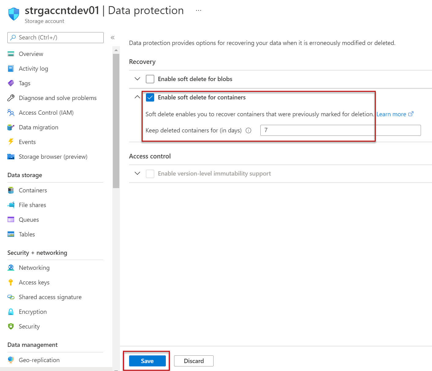 Prevent Accidental Data Deletion in Azure Storage Container with Soft