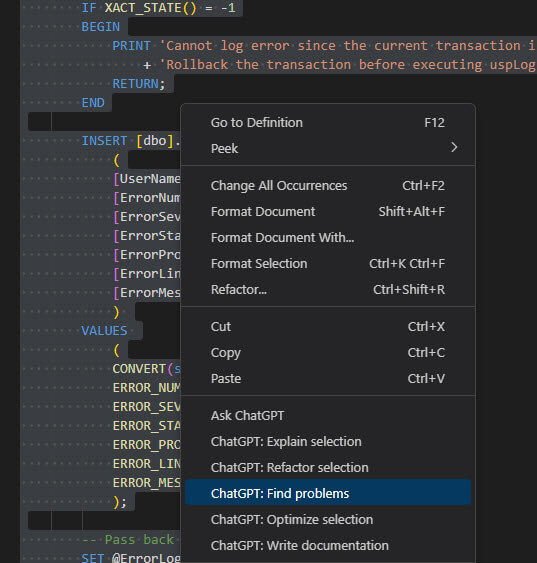 How to work with ChatGPT in Visual Studio Code SQLServerCentral
