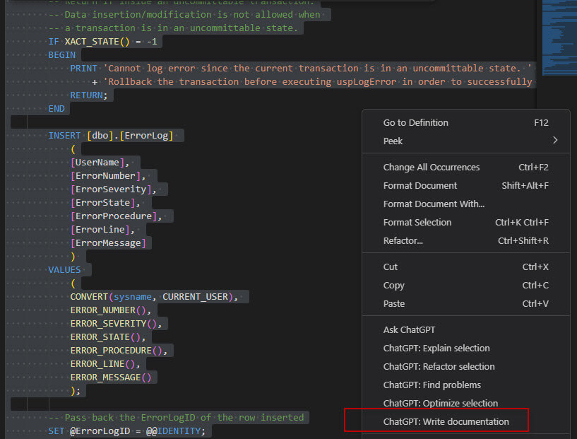 How to work with ChatGPT in Visual Studio Code SQLServerCentral